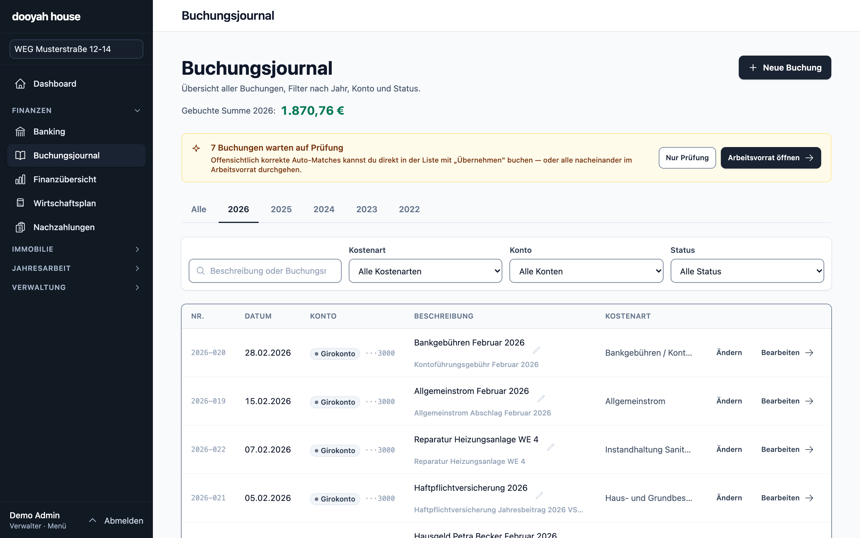 Buchungsjournal & 55+ Kostenarten
